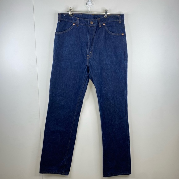 Vintage 1960's Levi's Straight Leg Blue Jeans Size 36/34 Orange Tab - Picture 2 of 4